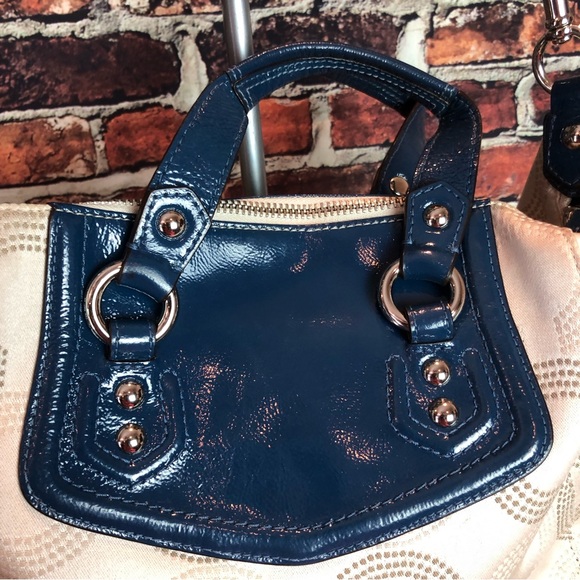 Coach Ashley Op Art Satchel F20027 in Khaki and Cobalt - Picture 6 of 15